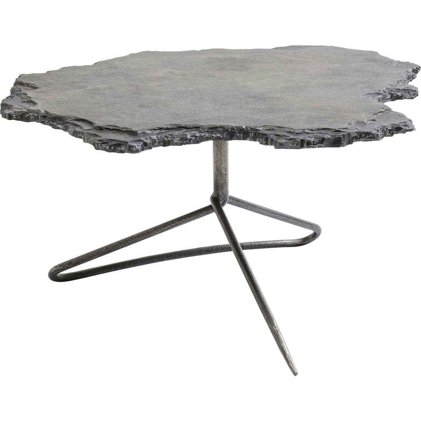 VULCANO - Table basse en roche brute et acier