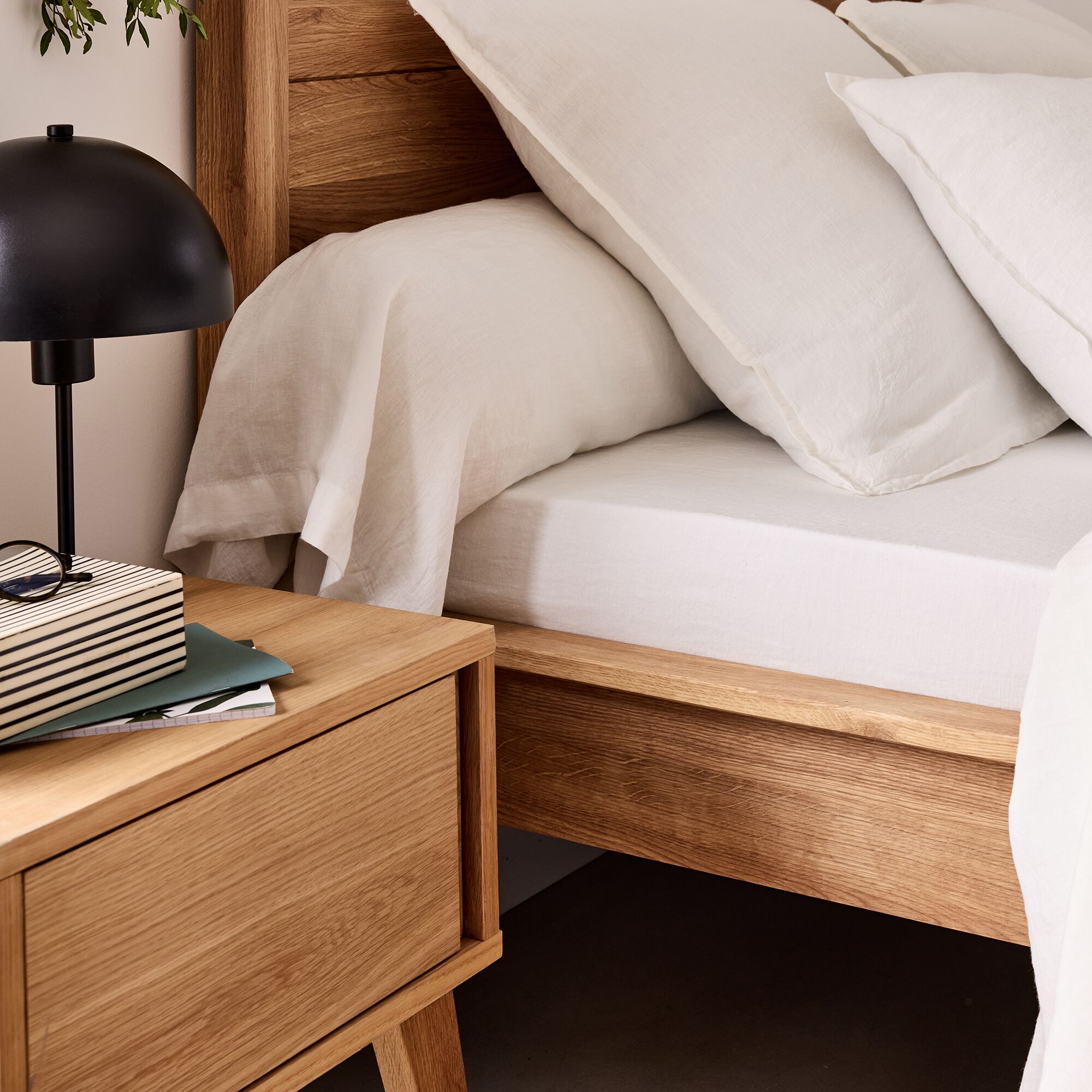 VENCE - Drap housse en lin lavé 140x200cm B28cm - blanc capelan