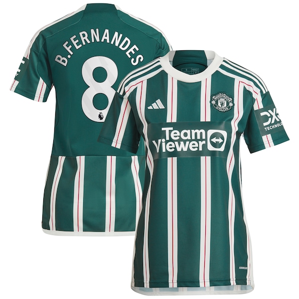 Bruno Fernandes Manchester United adidas Women's 2023/24 Away Replica Player Jersey - Green/Red