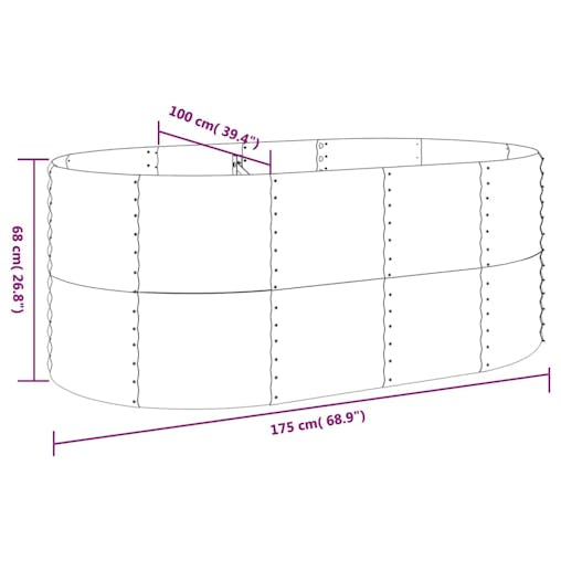 NNEVL Garden Planter Powder-coated Steel 175x100x68 cm Grey
