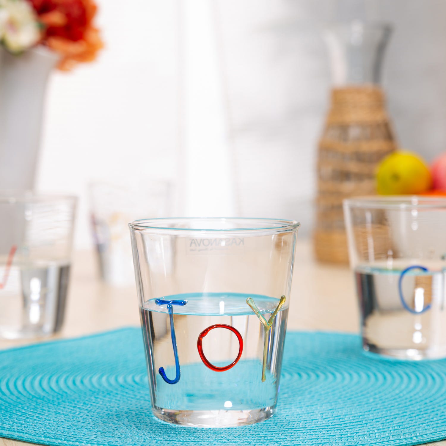 Bicchiere scritta Joy in vetro borosilicato, da 380 ml