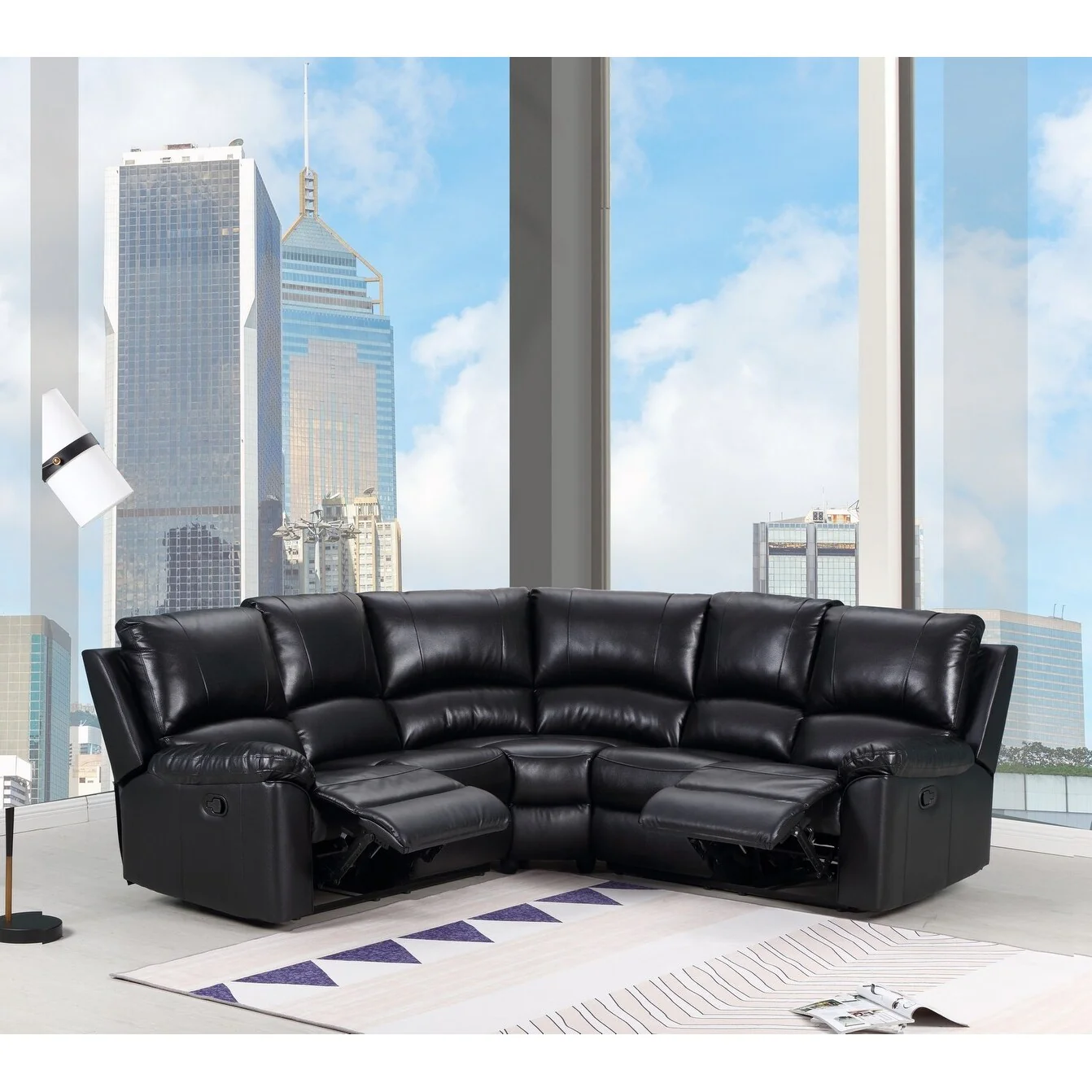 80 X 80 X 39 Black Power Reclining Sectional