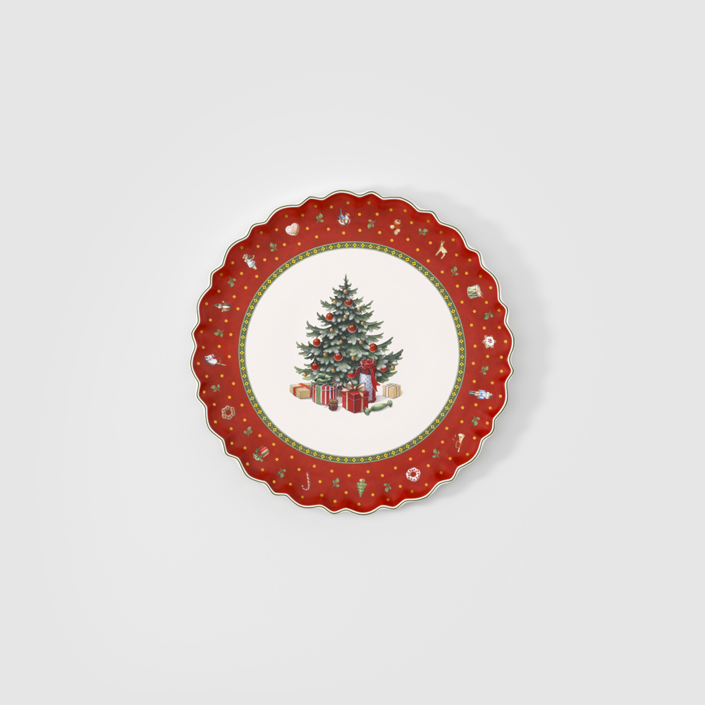 Toy's Delight Serving Platter - Red, 13'', Premium Porcelain