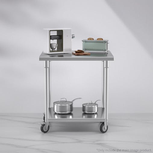SOGA Commercial Stainless Steel Prep Bench with Wheels 80cm