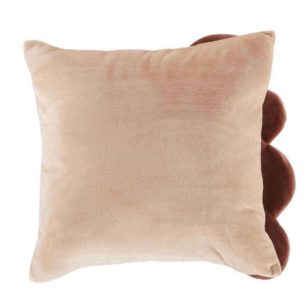 YONY - Coussin dino en velours marron 35x35