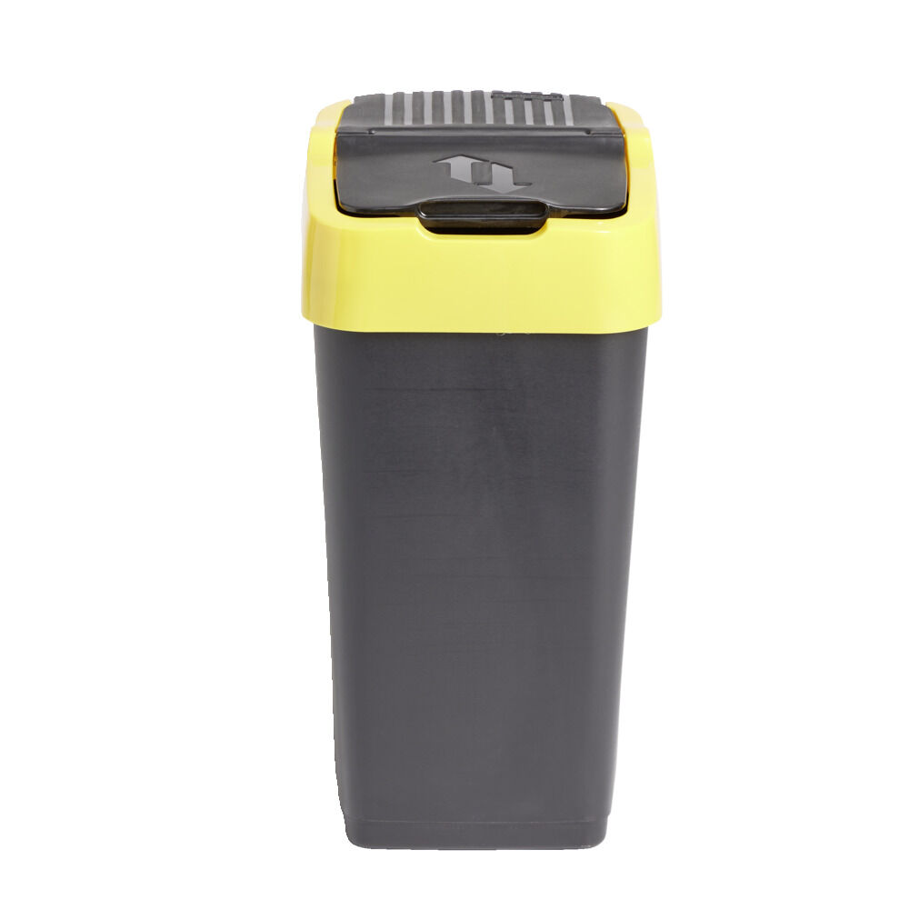 Poubelle de tri pour plastique 18L plastique jaune et noir