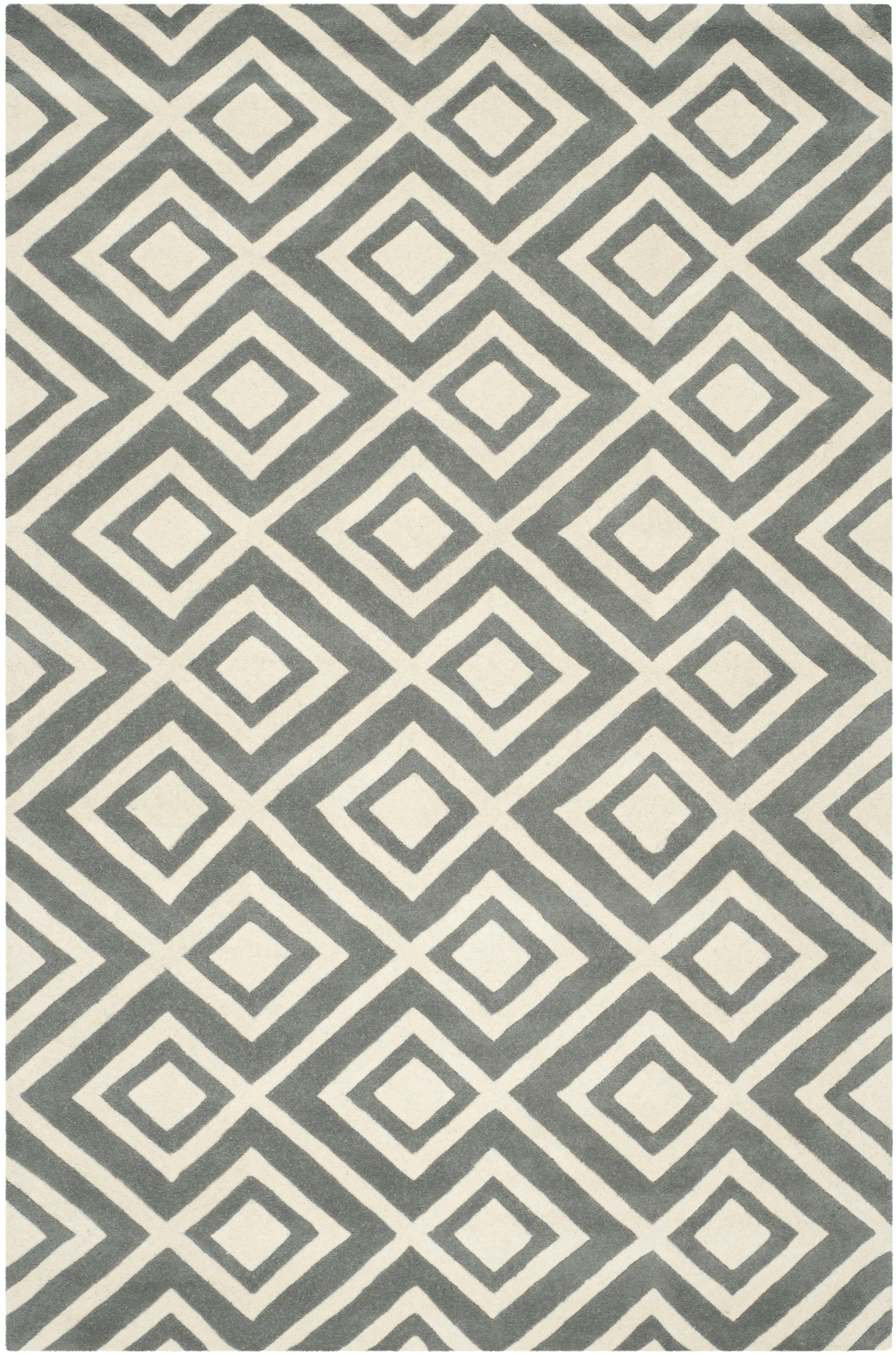 CHATHAM - Tapis de salon interieur en  gris fonce & ivoire, 183 x 274 cm