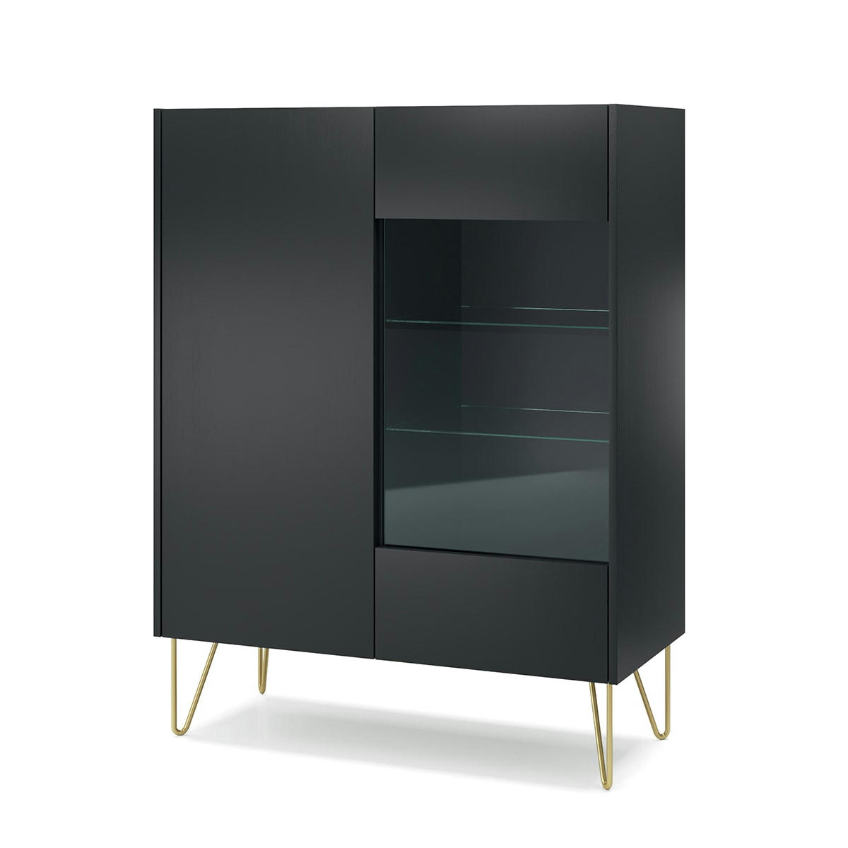 - Vaisselier 2 portes noir et marbre