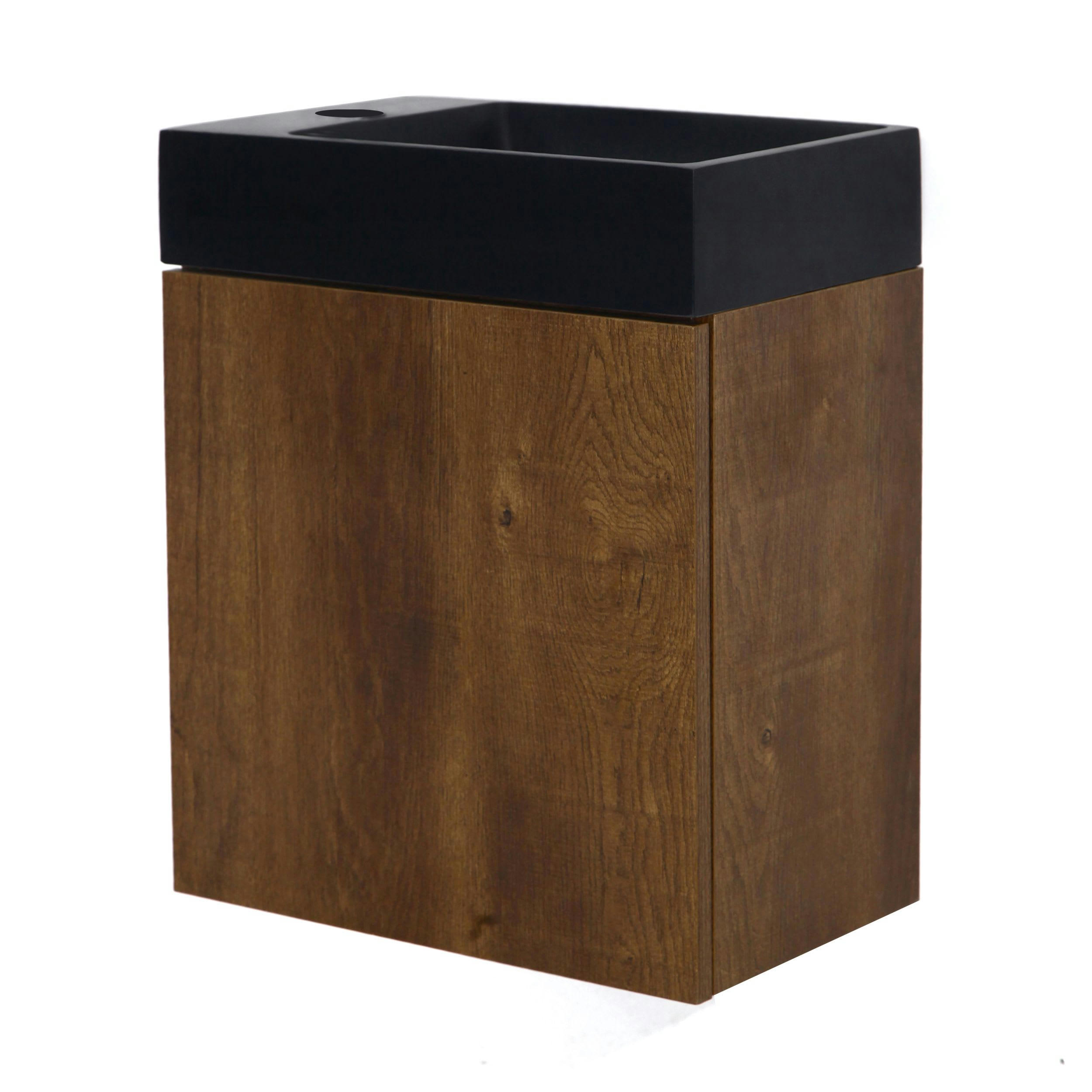 JAVA PACK - Meuble lave-mains marron avec vasque noire