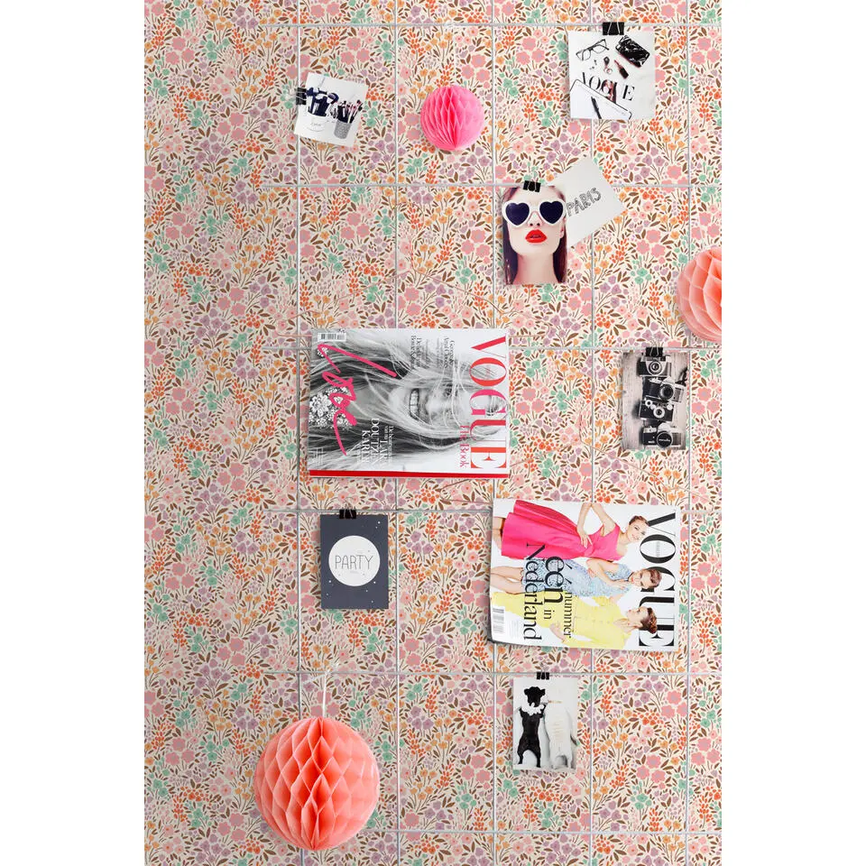 ESTAhome behang bloemetjes roze en blauw - 0.53 x 10.05 m