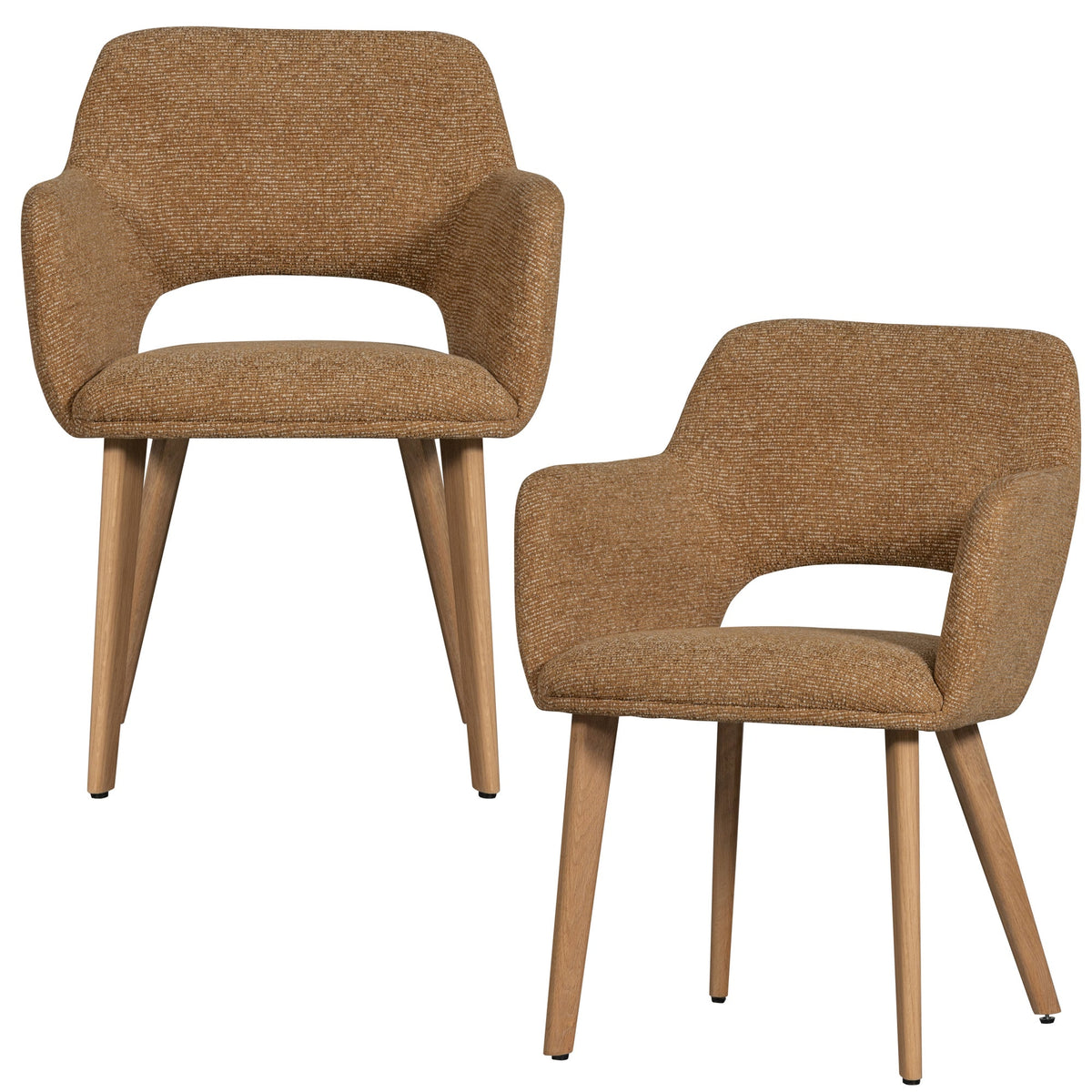 WOOOD eetkamerstoelen houten naturel poot Murat - Geel - Set van 2