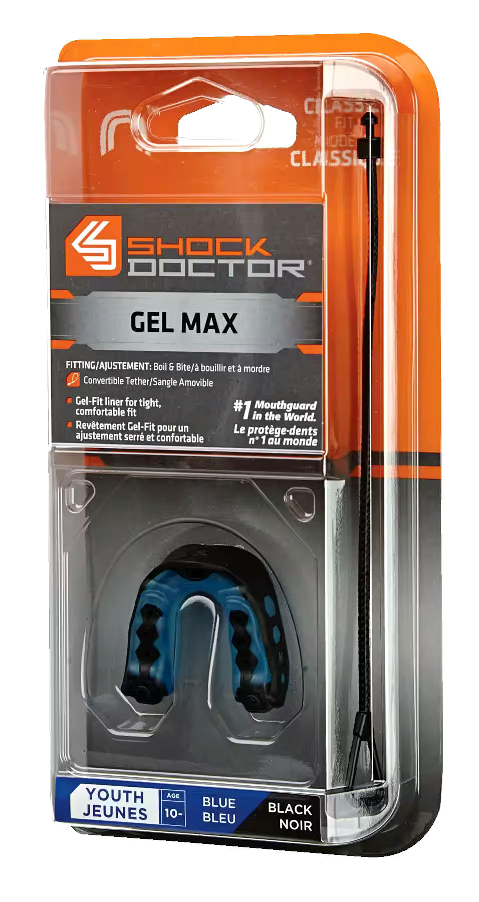 Shock Doctor Gel Max Convertible Mouthguard, Blue/Black, Assorted Sizes