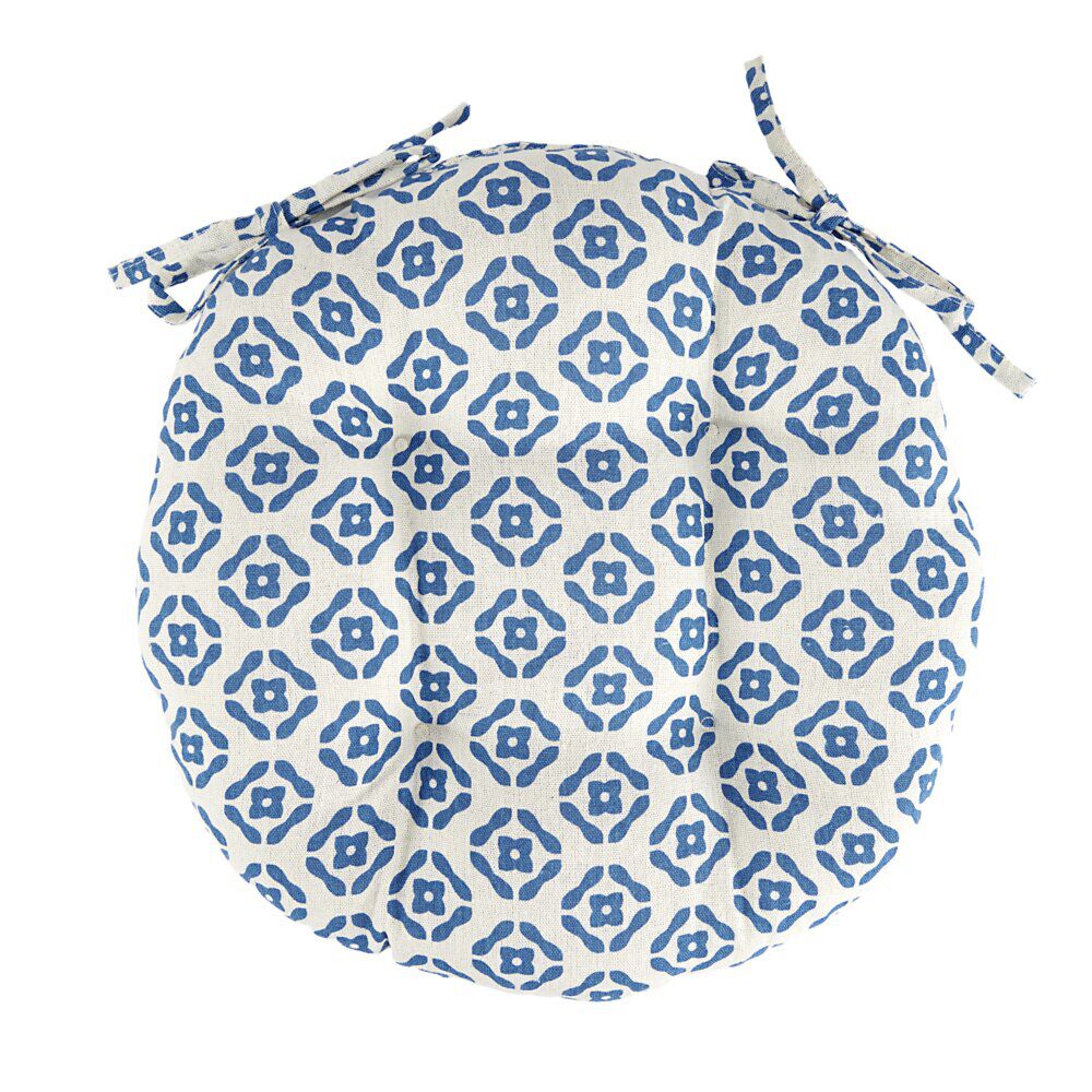 Galette de chaise ronde polycoton avec motif Ø40cm (2 modèles)