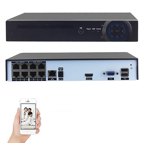 Kit vidéo-surveillance 8 caméras tube ip ultrahd 4k - 8 mp poe