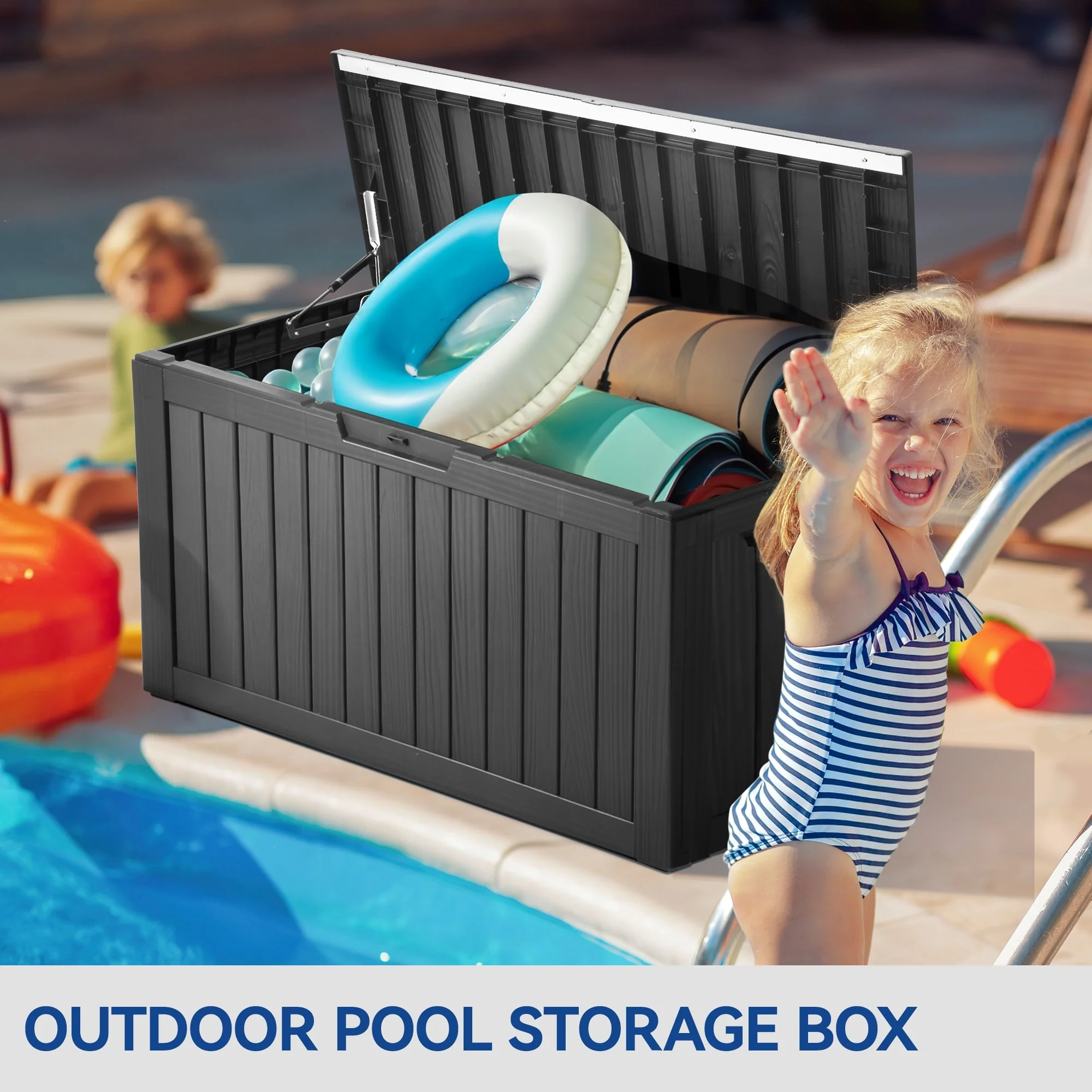 80 Gallon Resin Lockable Deck Box with Soft Close Hinges