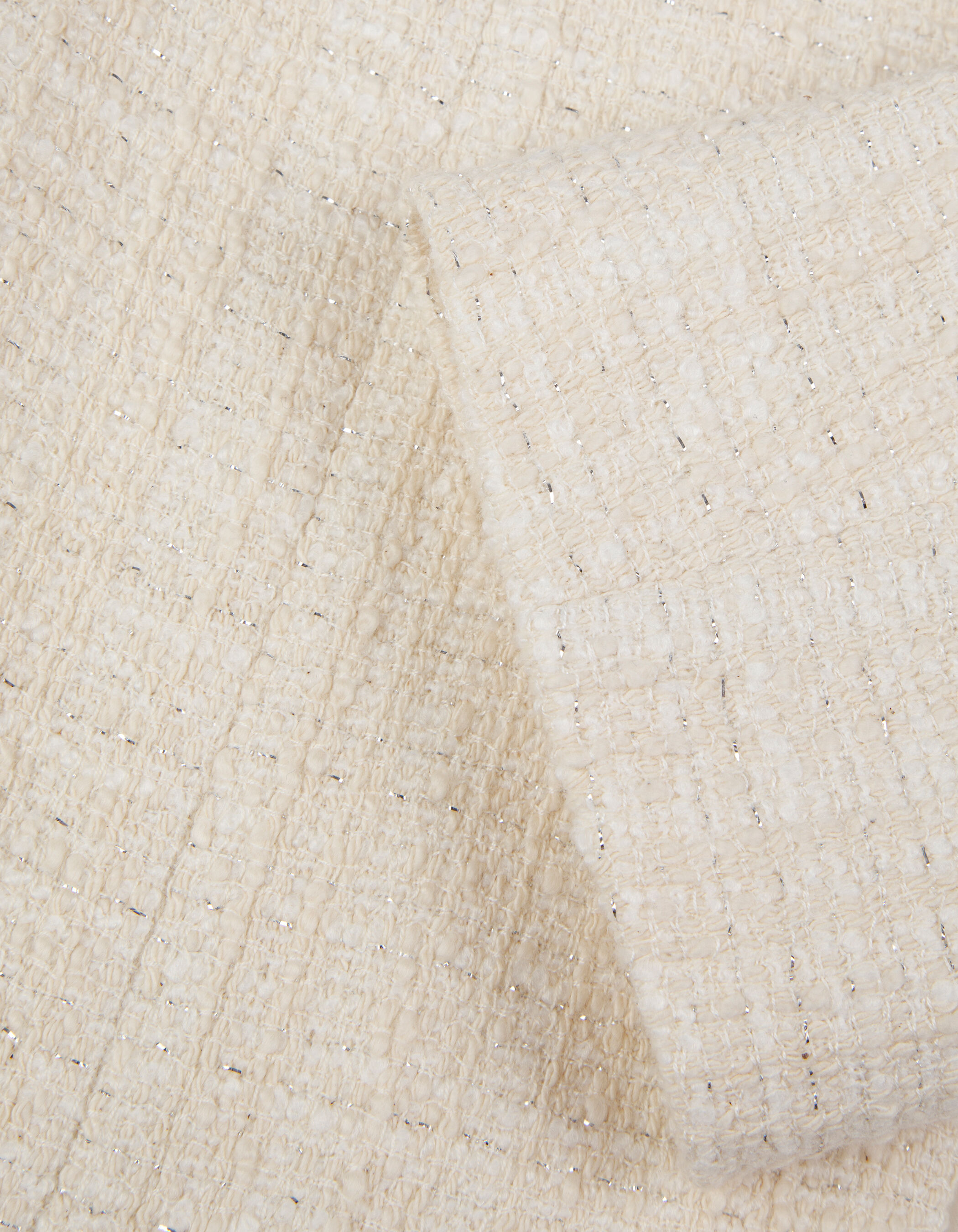 Veste boléro blanche effet tweed manches 7/8e Femme