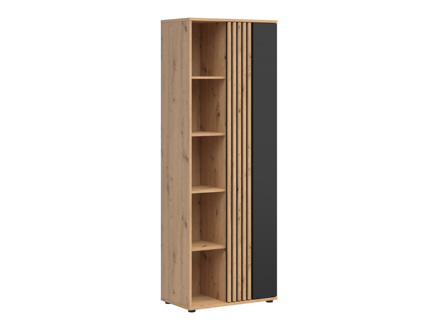 Regal Vabres 70 cm z drzwiami i 4 półkami dąb artisan/czarny