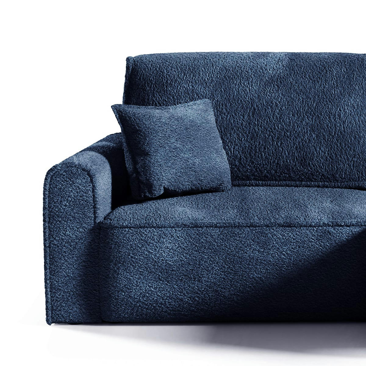 - Canapé d'angle réversible convertible 3 places coffre bouclé bleu