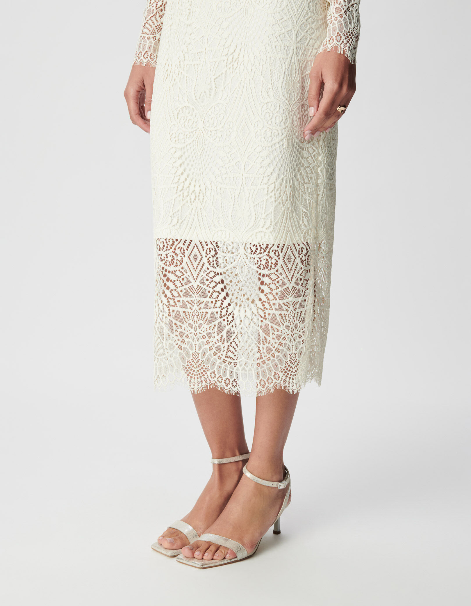 Robe longue blanche dentelle Femme