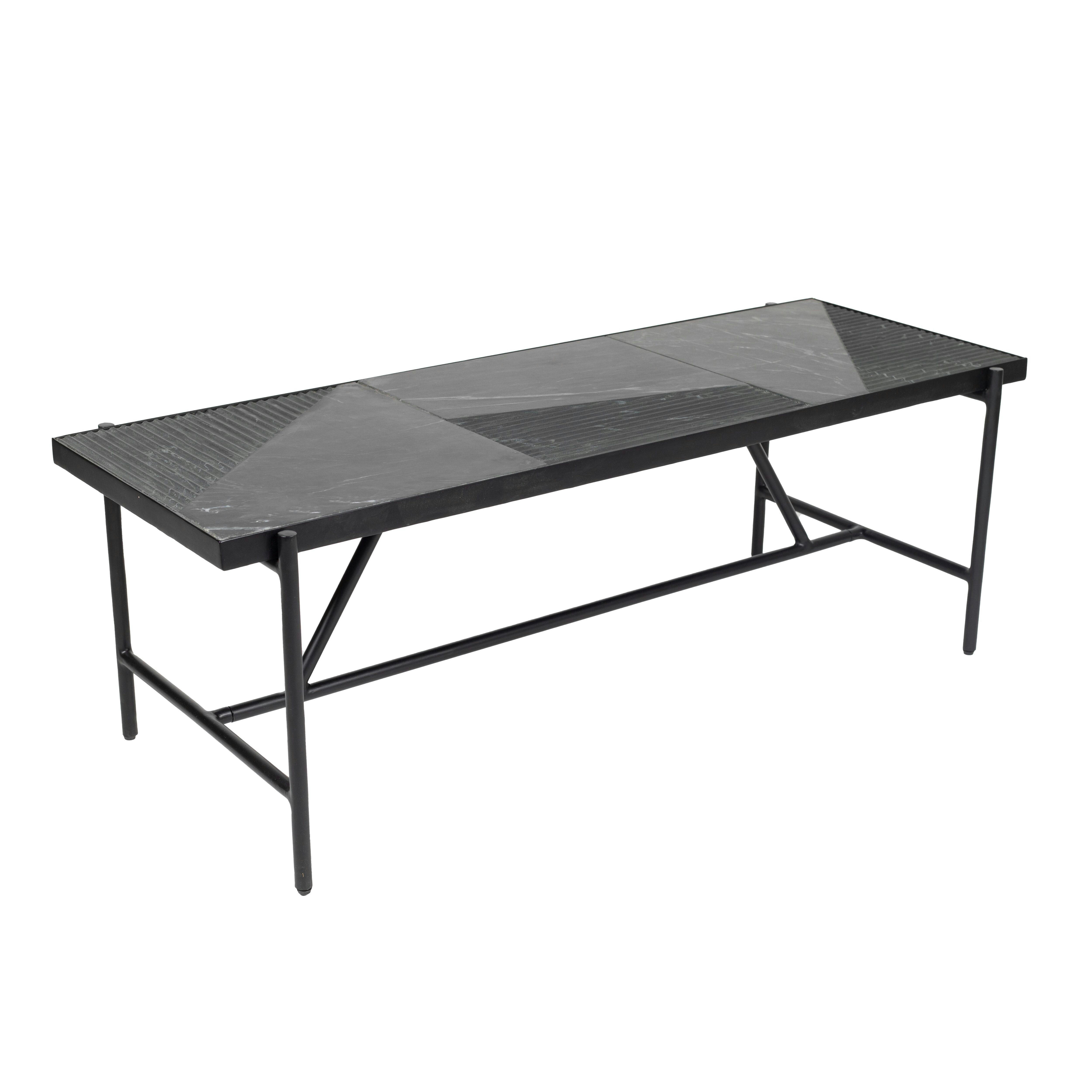 PAHELI - Table basse rectangulaire en marbre 120 cm noir