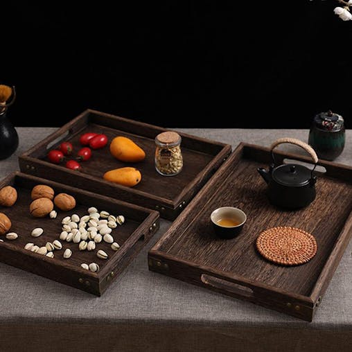 SOGA Walnut Rectangle Serving Tray Small