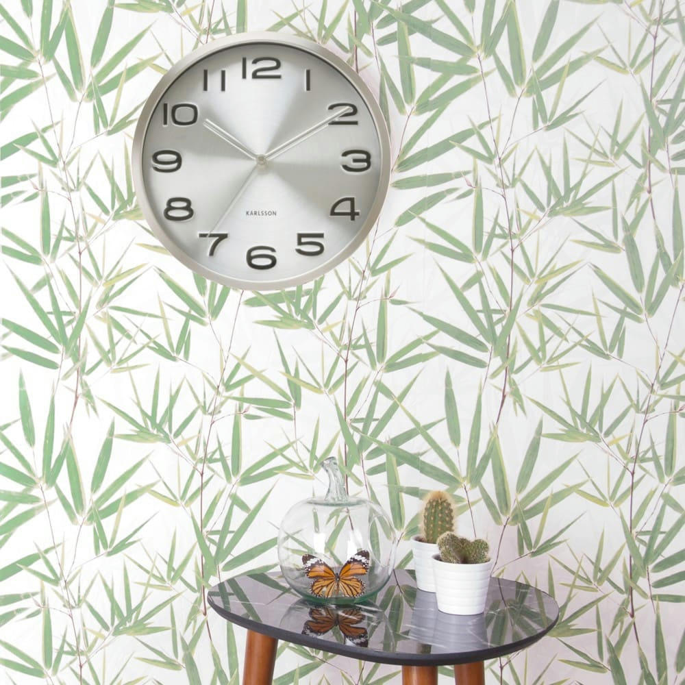MAXIE - Horloge murale en métal et bois argentée D29