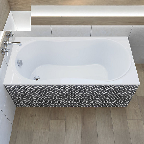 Baignoire rectangulaire 120 x 75 GRACJA acrylique blanc   Habillage en polystyrène   Pieds   Vidage à chromé