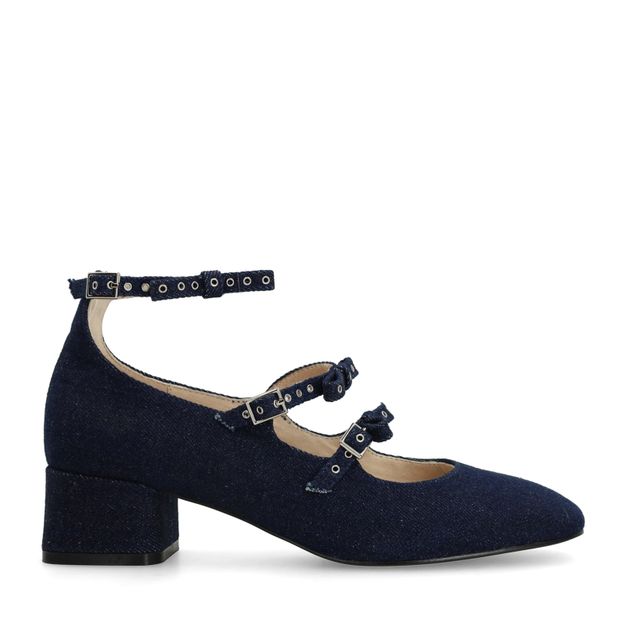 Donkerblauwe denim Mary Jane's