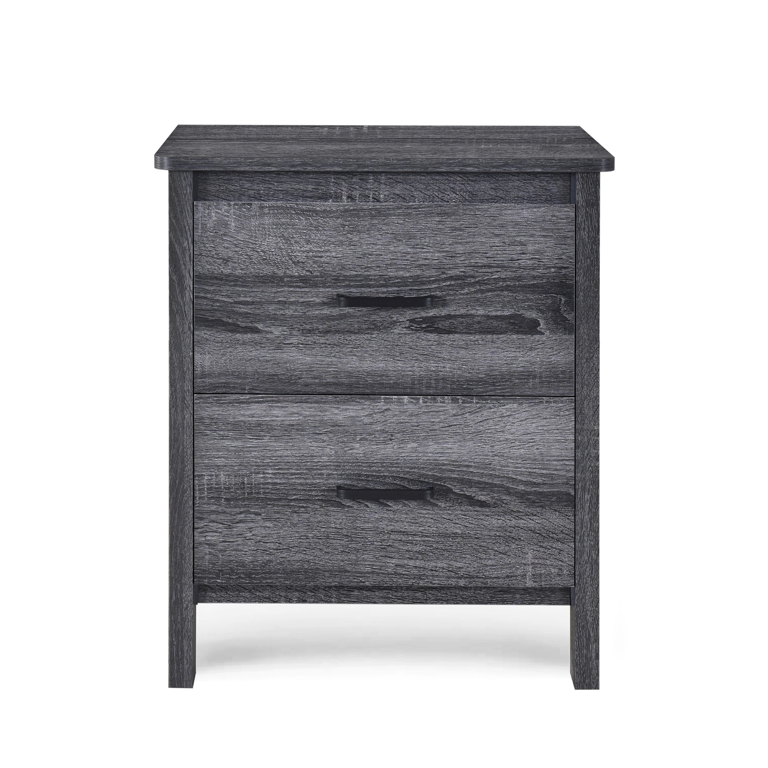 Nightstand Dresser, 2 Storage Drawers, 23 Inch, Modern Dark Gray