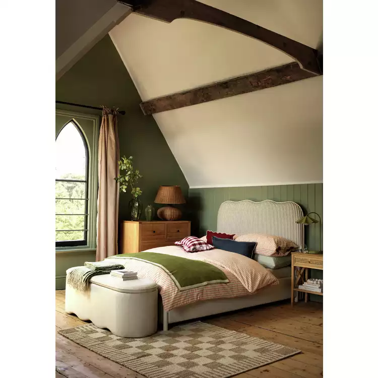 Habitat Onda Linen Double Headboard - Stripe Sage