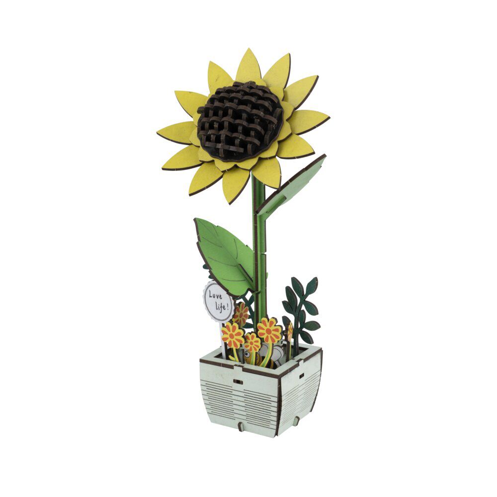 Puzzle 3D en bois fleur à poser 10x10xH22cm (4 modèles)
