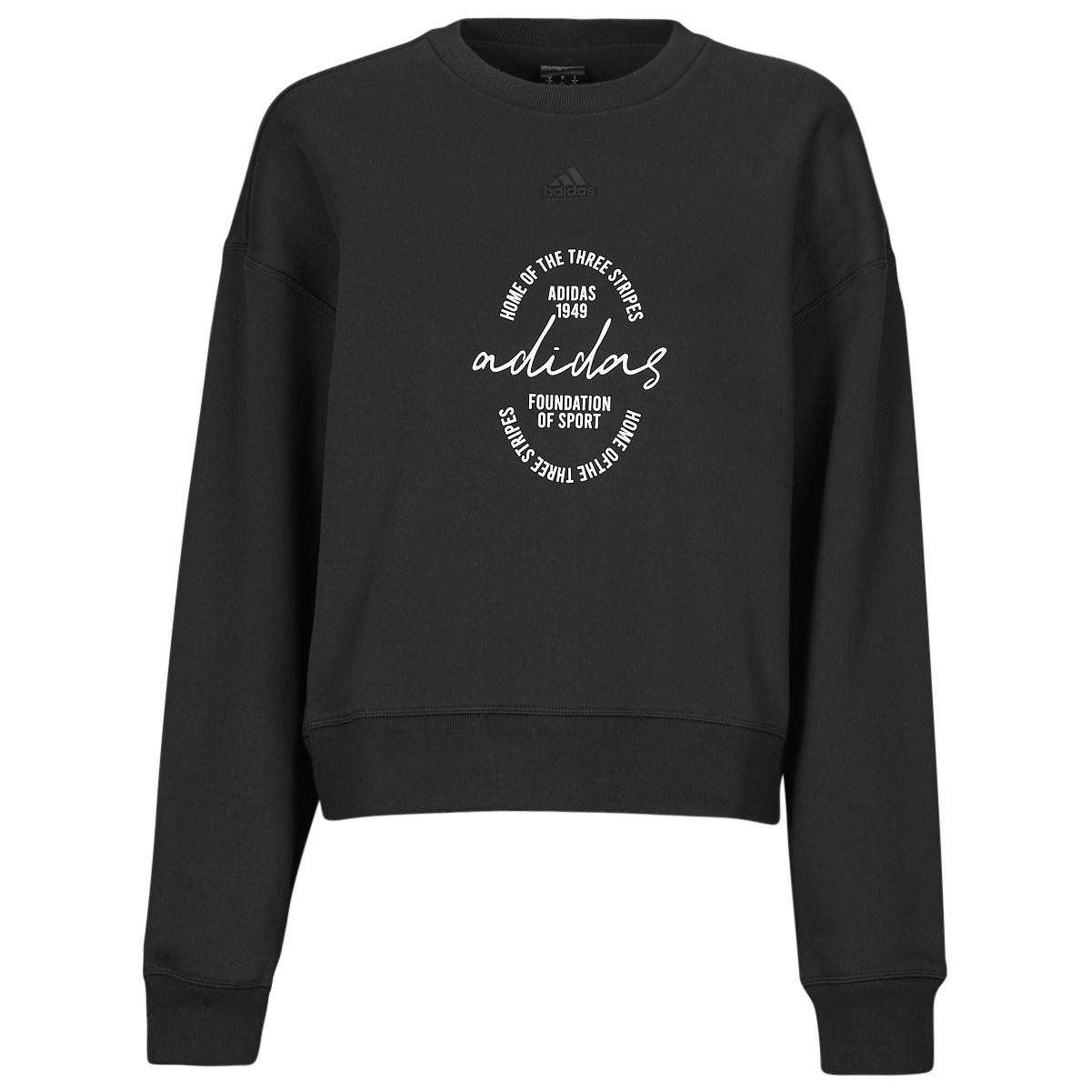 adidas - Signature Graphic Print Fleece Loose Sweatshirt - Black