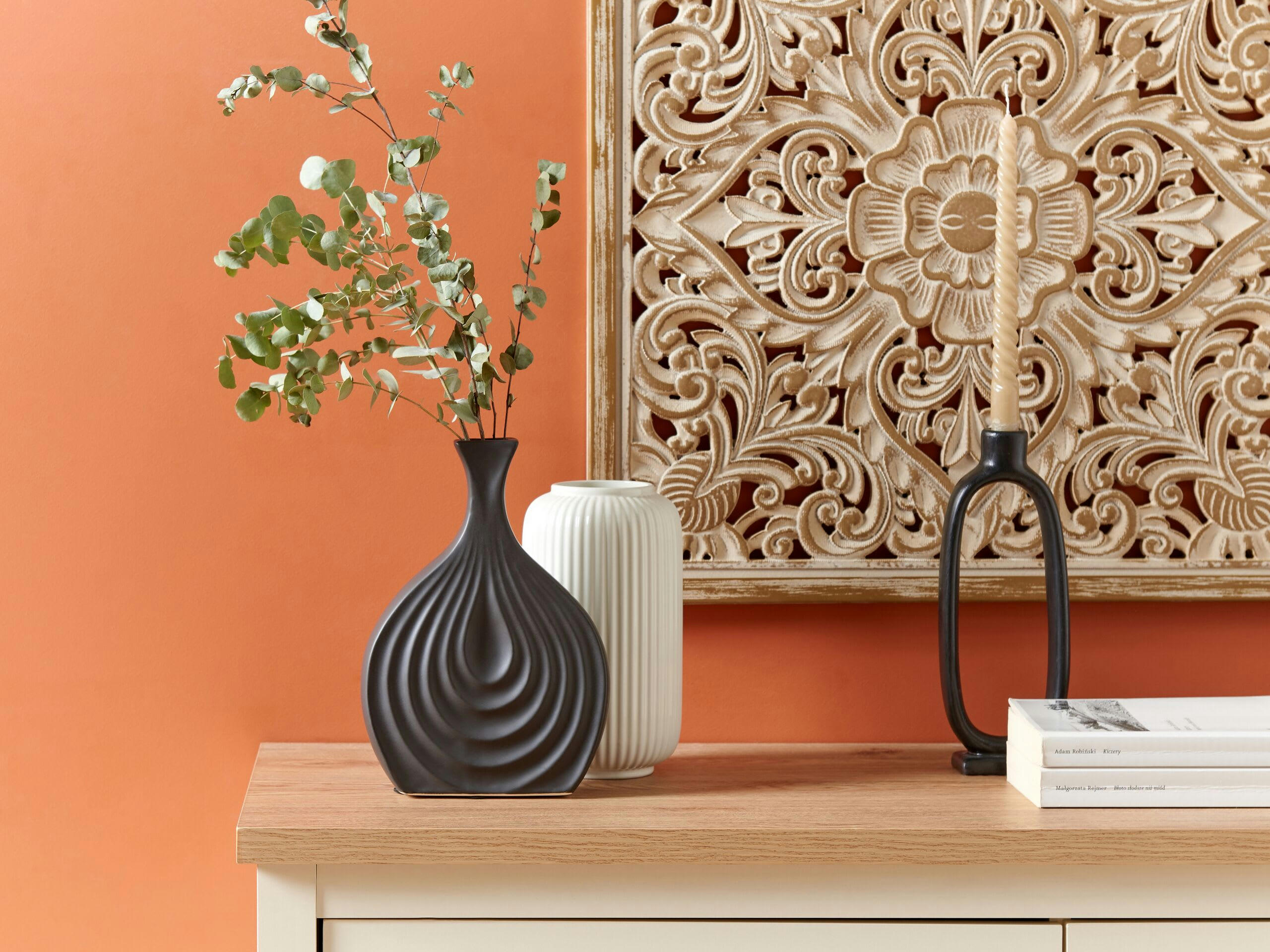 THAPSUS - Vase décoratif en grès noir H25