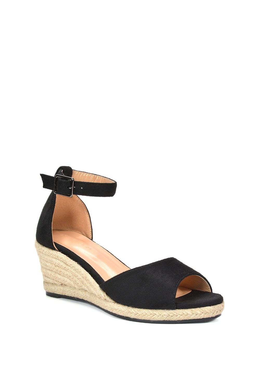 XY London Angelica' Strappy Espadrille Wedge Heel Sandals With Peep Toe