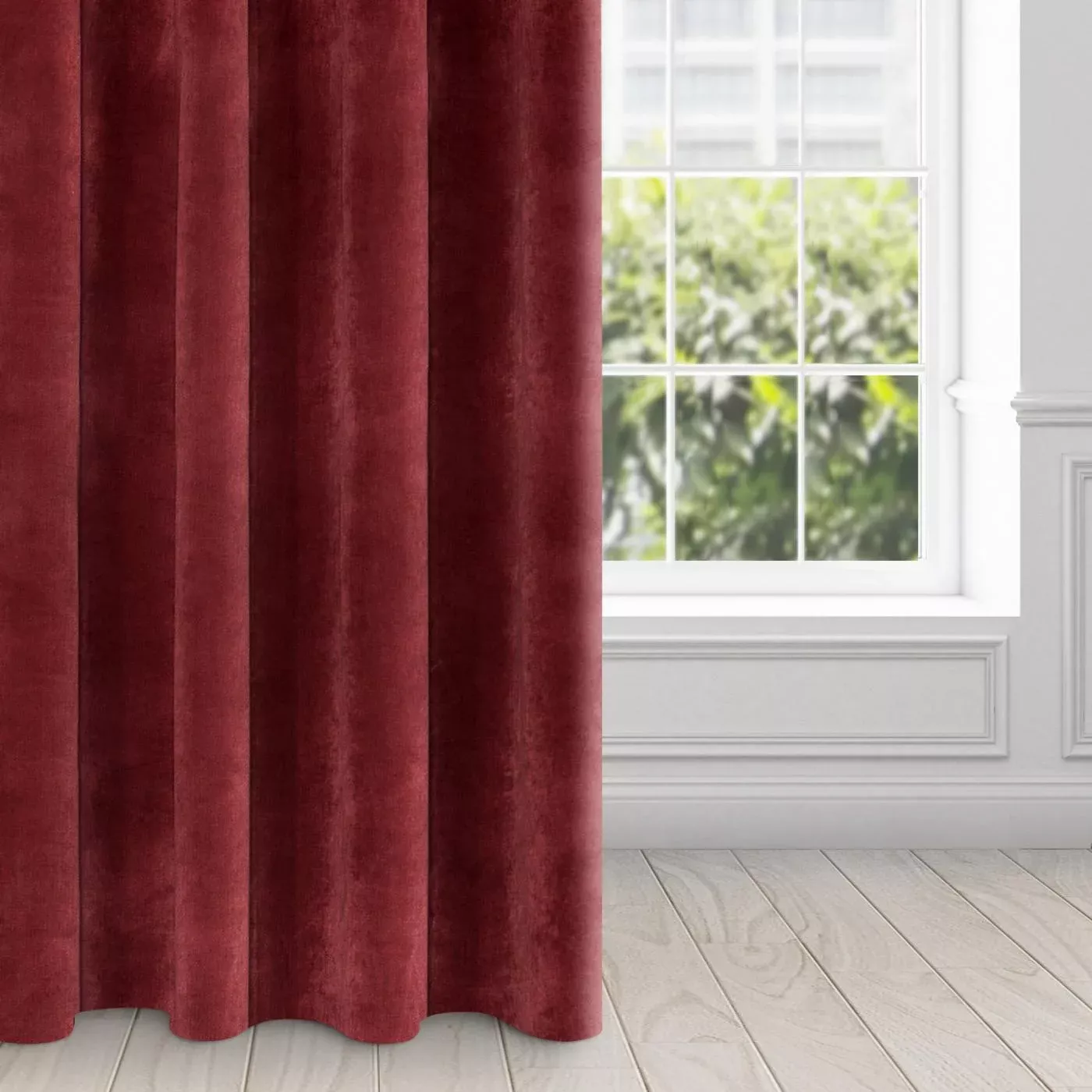 Zasłona ciemnobordowa z ekskluzywnego aksamitnego welwetu 290 g/m2 140x250 cm 10 szt. przelotek - VILLA