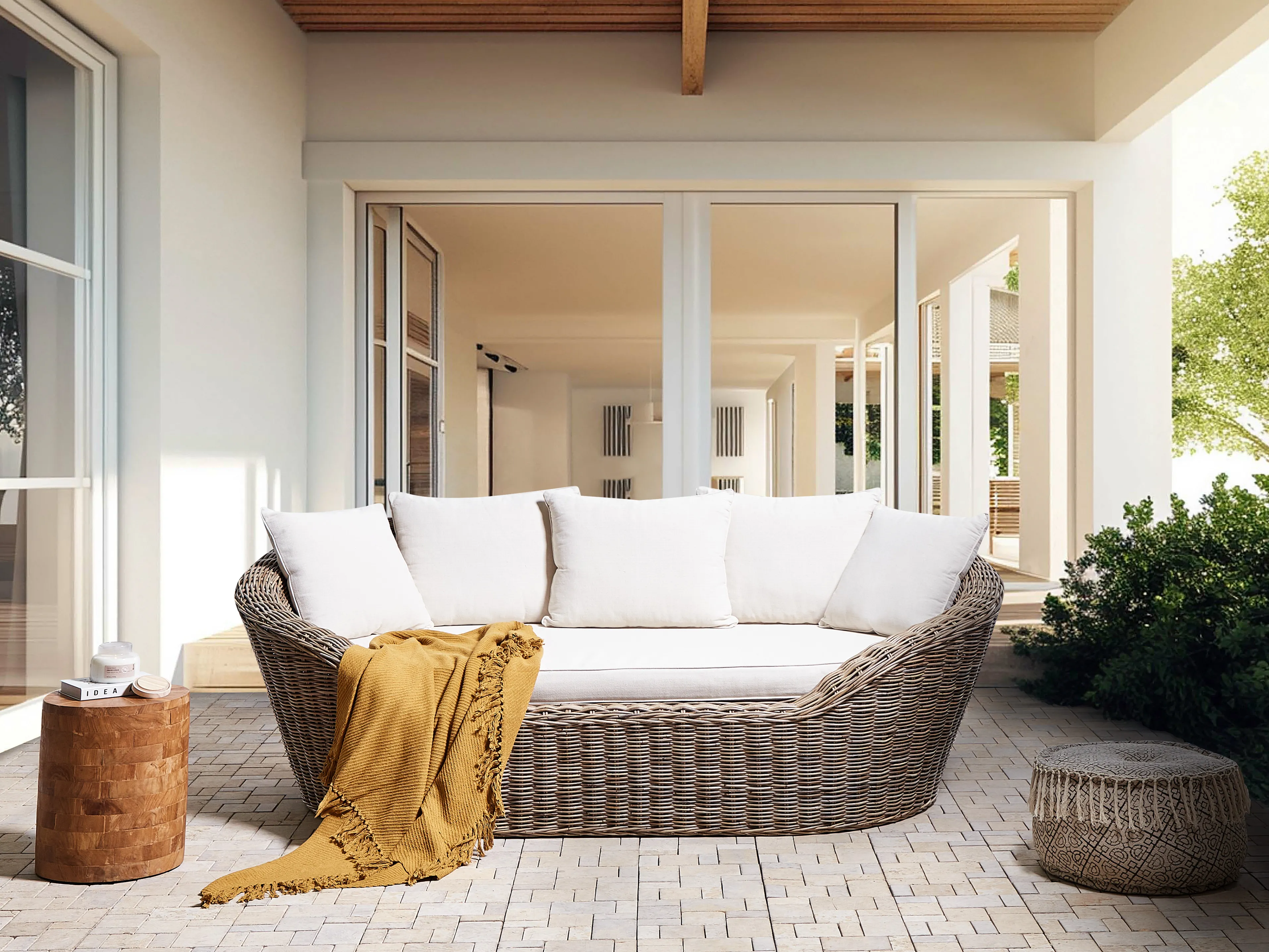 Garden Daybed CAVO Rattan Natural