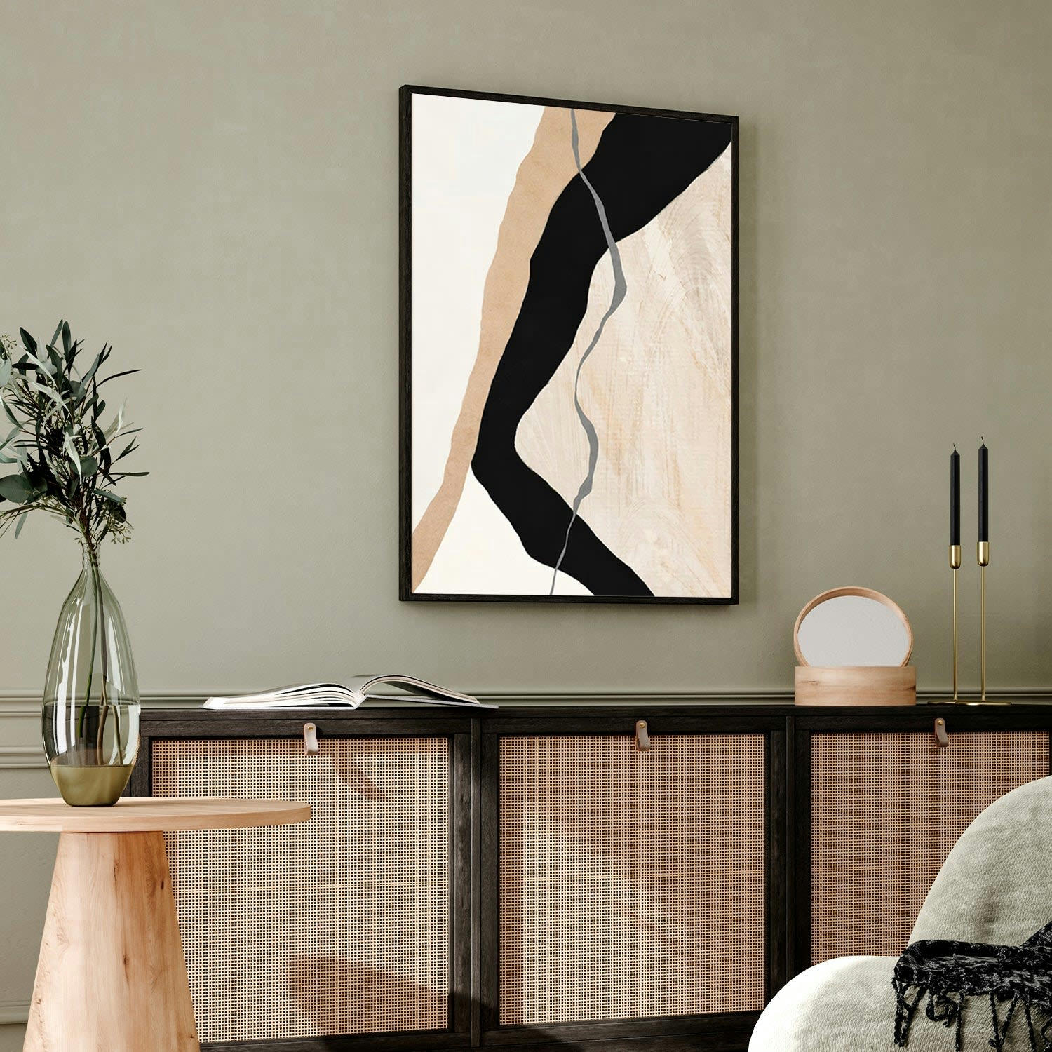 MINIMALISMO - Affiche avec cadre noir -  géométrie abstraite - 50x70