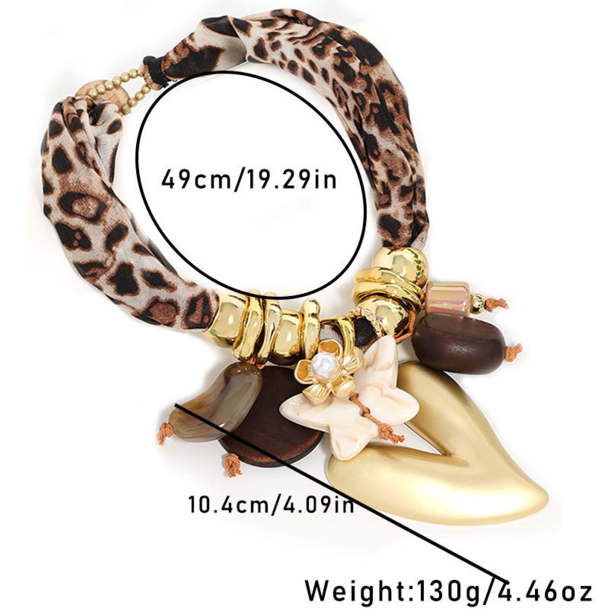PEACH ACCESSORIES Bohemian Leopard Print Fabric Statement Necklace