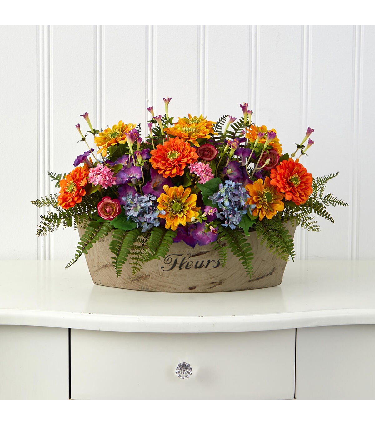 Nearly Natural 18 Mixed Flowers Artificial Arrangement in Vase