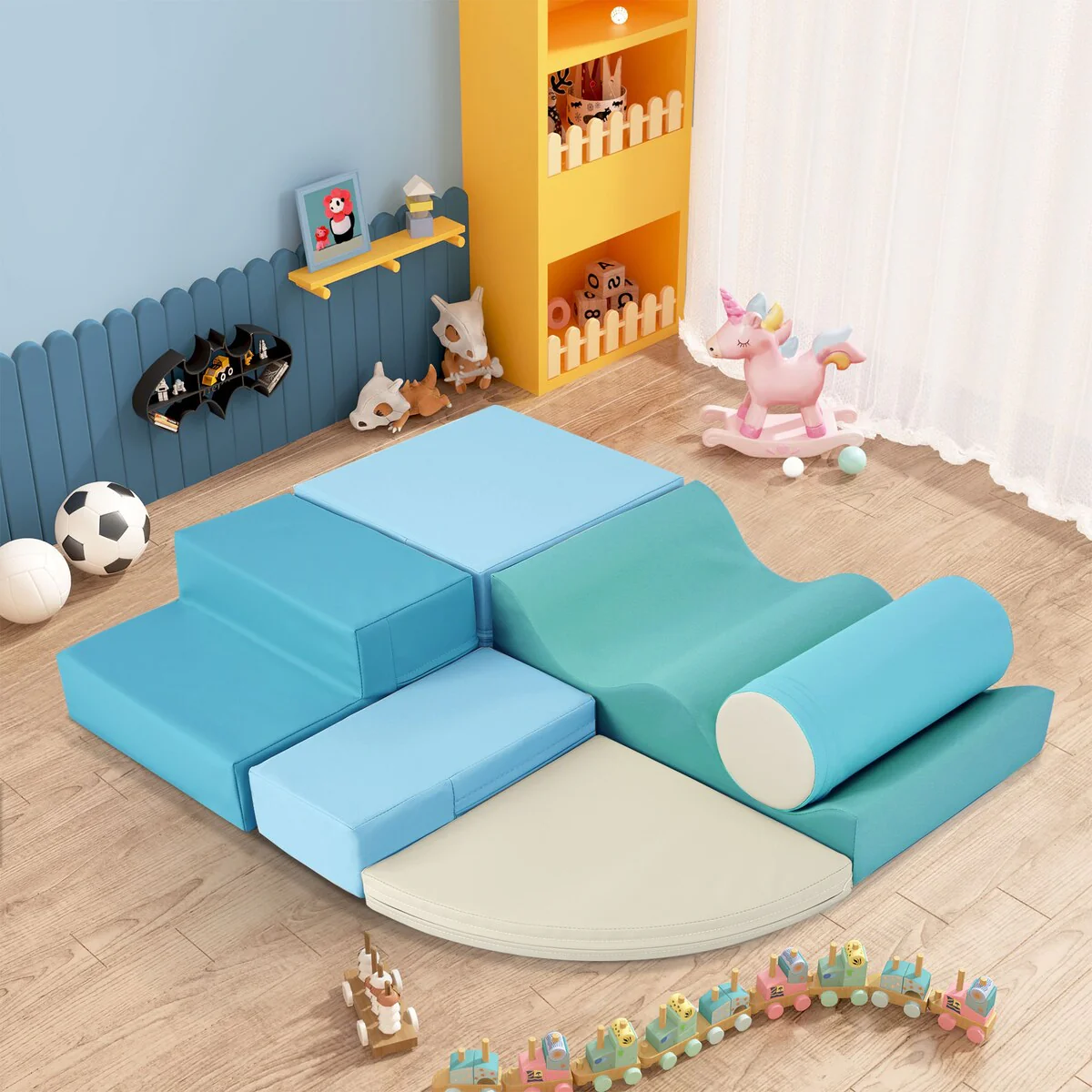 Soft Climb and Crawl Foam Playset 6 in 1, Soft Play Equipment Climb and Crawl Playground for Kids, Indoor Active Play Structure