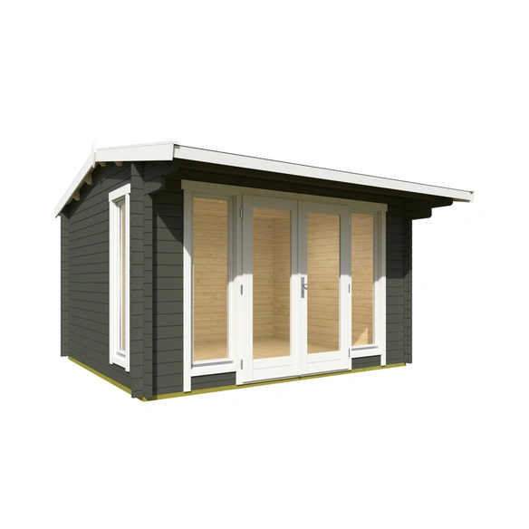 Gartenhaus »Jubilee«, BxHxT: 370 x 245,1 x 412,5 cm, (Außenmaß inkl. Dachüberstand), grüngrau