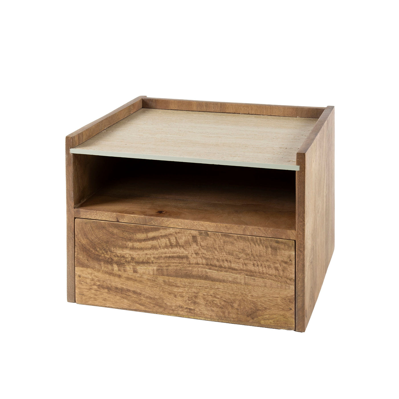 Giga Meubel Nachtkastje Nuovo - Travertin Hout - 40x35x30cm