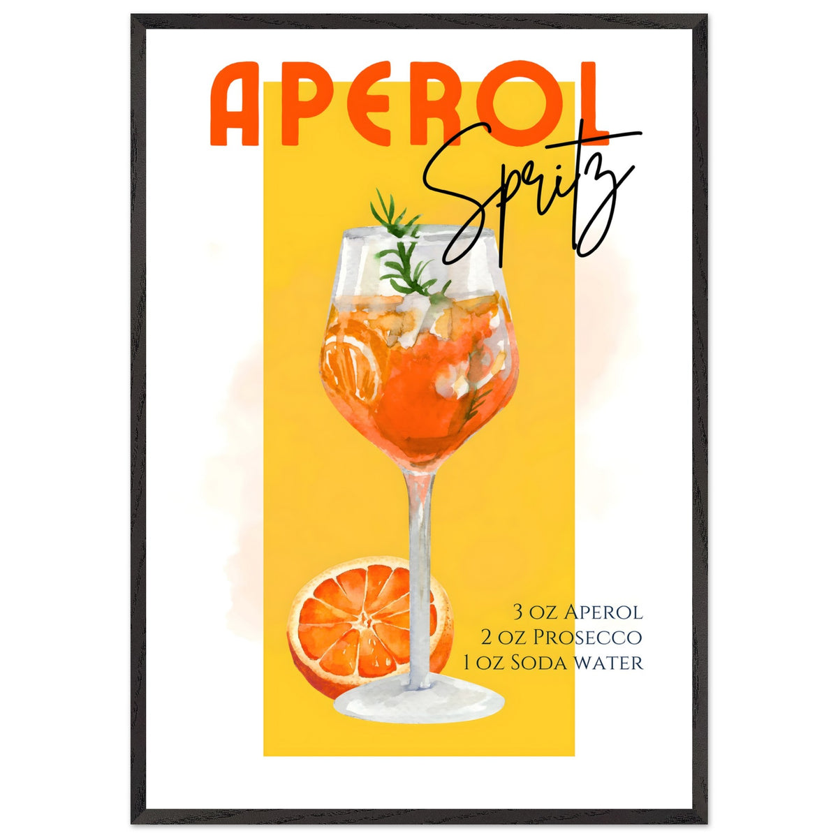 Artfulprints Poster met Lijst Aperol Spritz - Yellow  - 70x100 cm - Geel