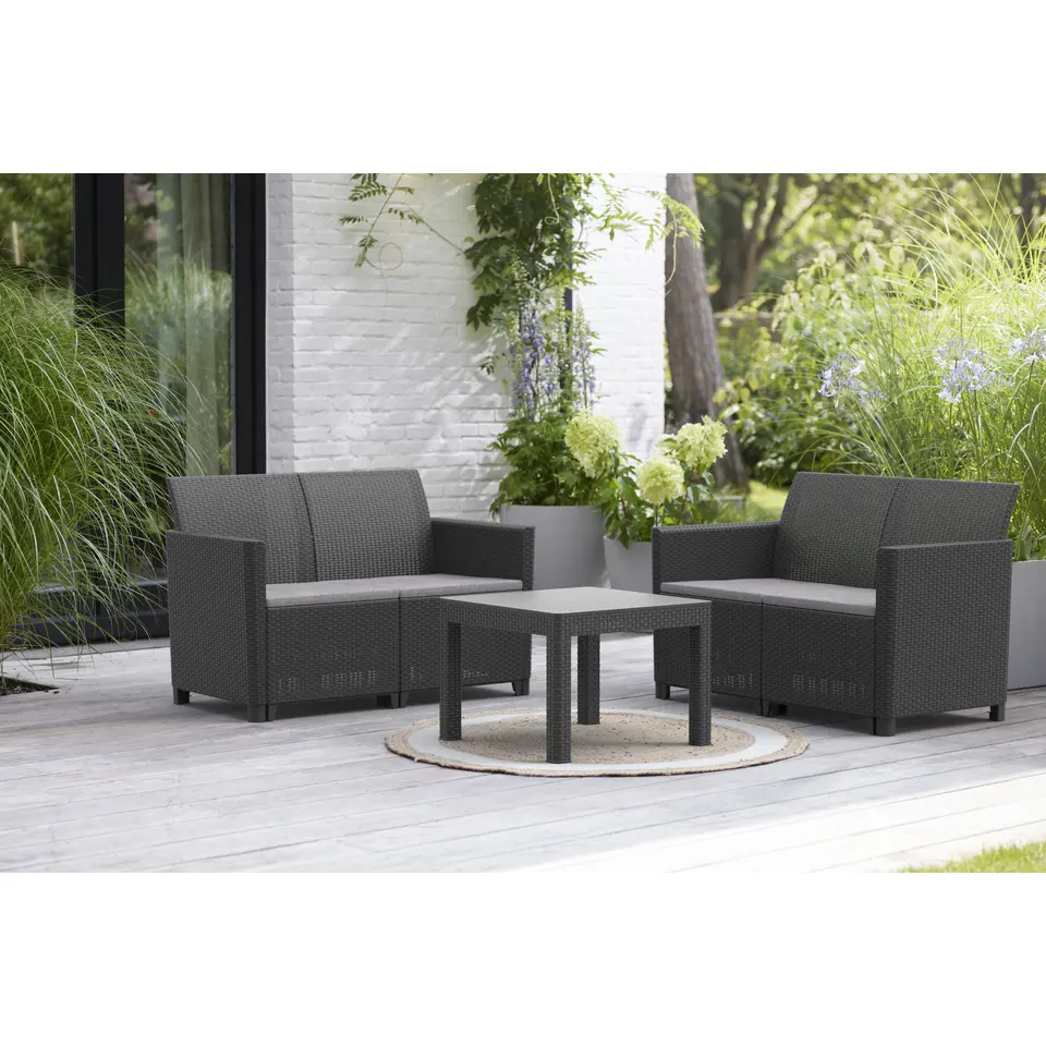 Keter Marie Essential Loungeset Orlando tafel - 4 personen - Antraciet