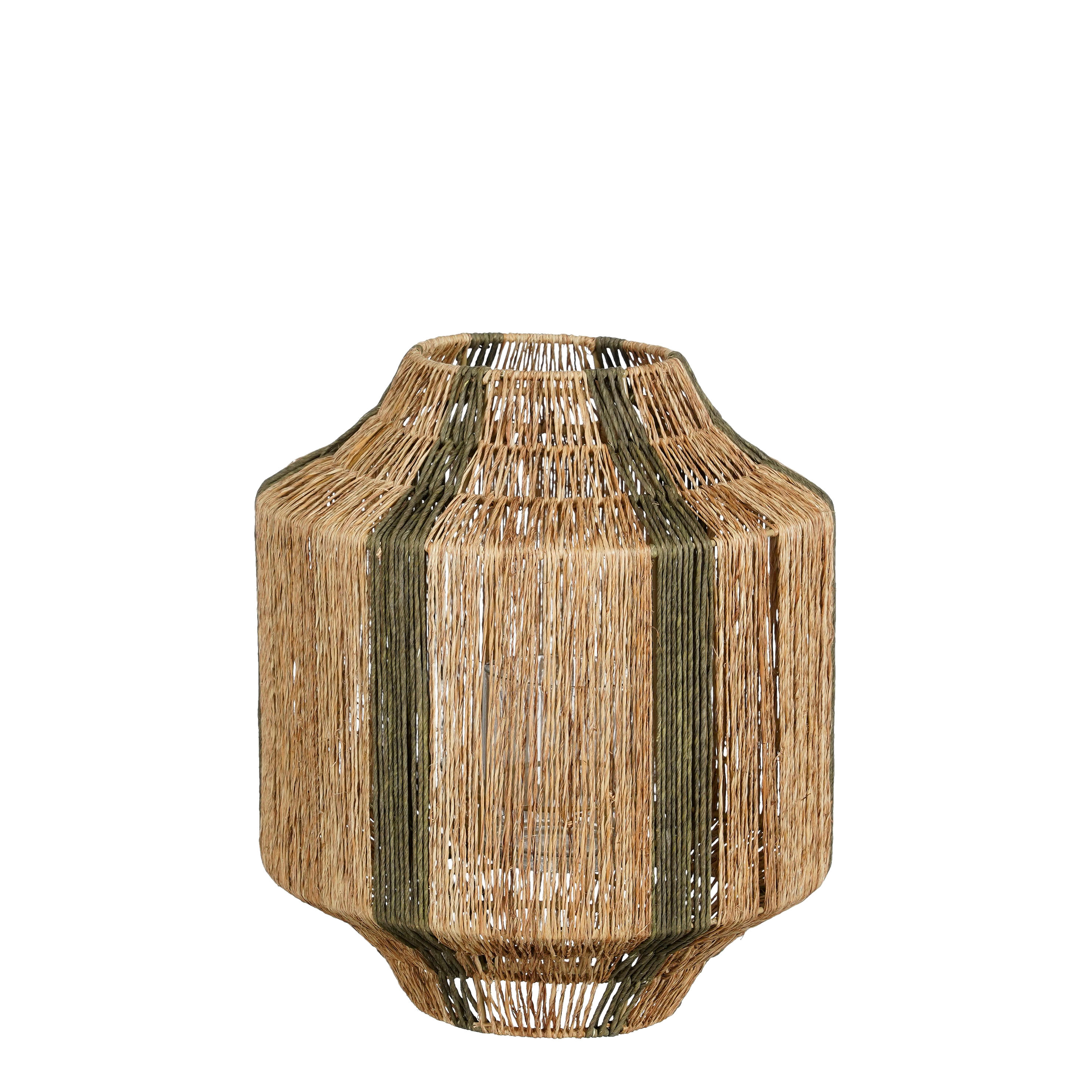 LILIANO - Lanterne en jute vert foncé H36
