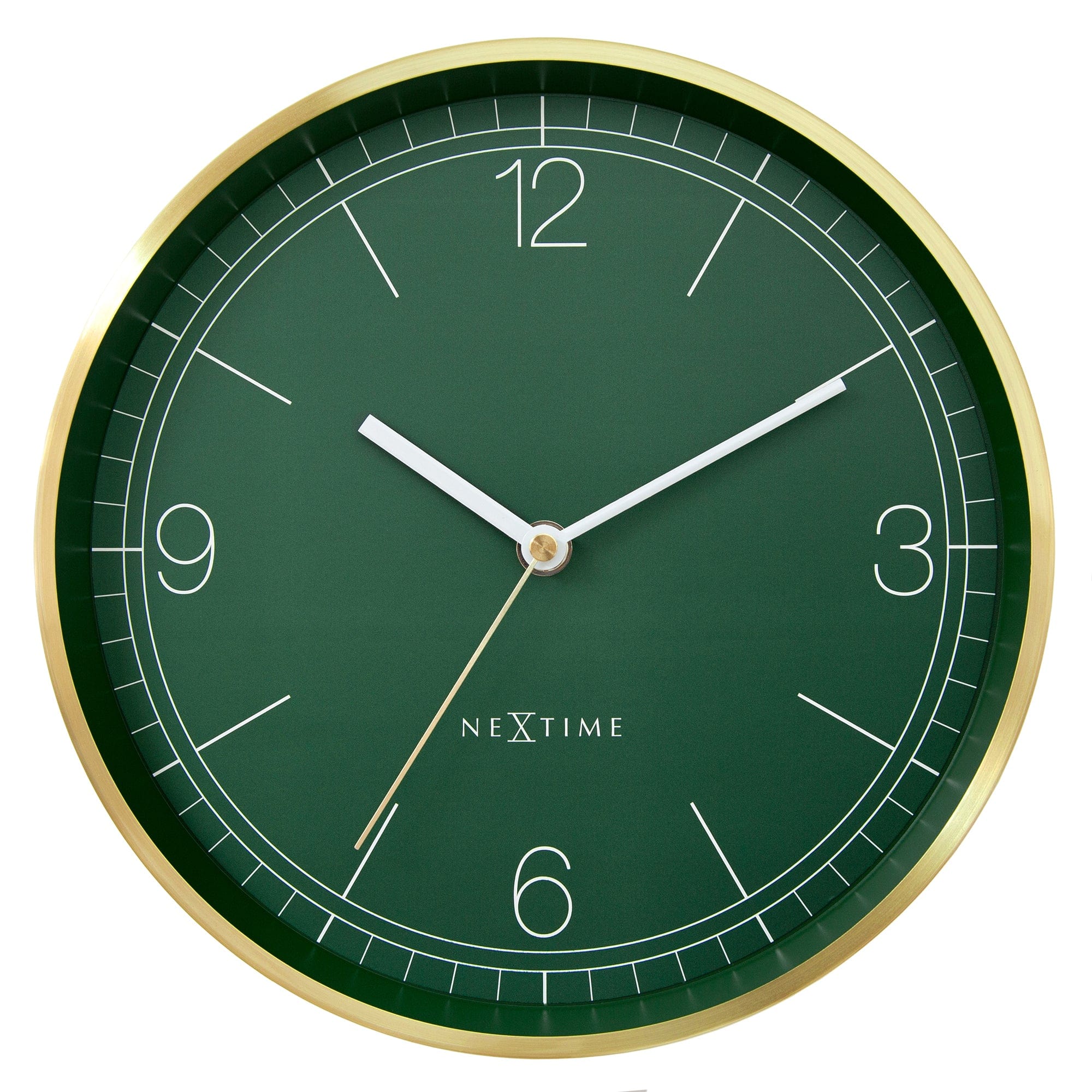 NeXtime - Wandklok 25cm - Stil - Goud Groen - Metaal - NeXtime