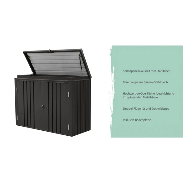 Gartenschrank, Stahl, Flachdach, 1.01m²