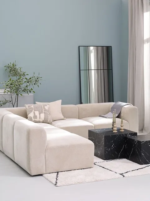 Modulsofa SKEJBY 5-pers. hjørne beige stof