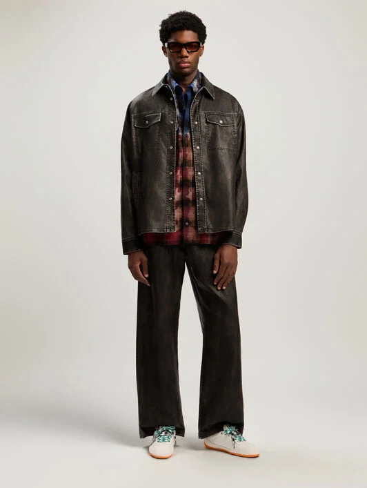 Curved Logo Coated Overshirt