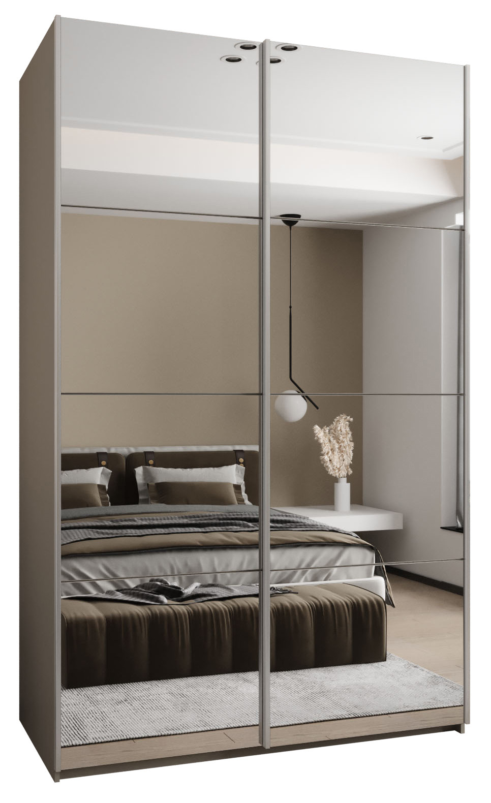 Szafa przesuwna 64 wysoka Lux 2 150 kaszmir kaszmir srebrny